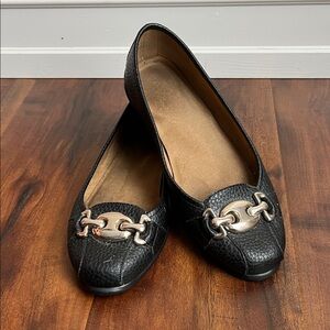 Aerosoles Stitch N Turn Pebbled Black Loafer Ballerina Slip-On